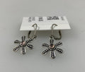 Silver Light Pink Crystal Granulated Flower Earrings