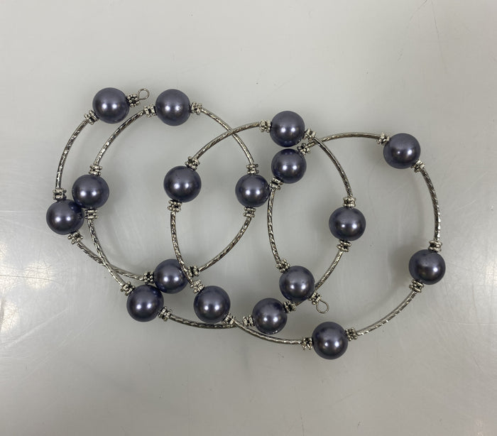 Silver Light Purple Beaded Wrap Bracelet