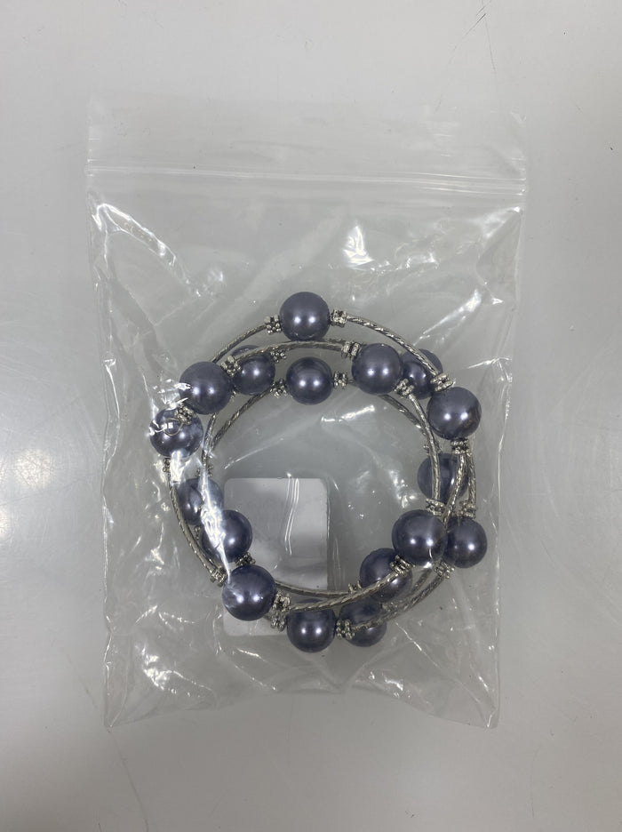 Silver Light Purple Beaded Wrap Bracelet