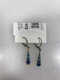 Silver Multi Blue Crystal Teardrop Earrings