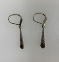 Silver Multi Purple Crystal Teardrop Earrings