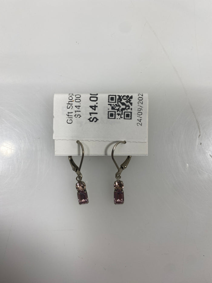 Silver Pink Beaded Earrings