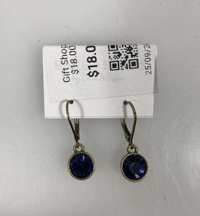 Silver Purple Crystal Dangle Earrings