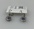 Silver Purple Crystal Sunflower Earrings
