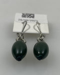Silver Spring Wire Green Bead Dangle Earrings