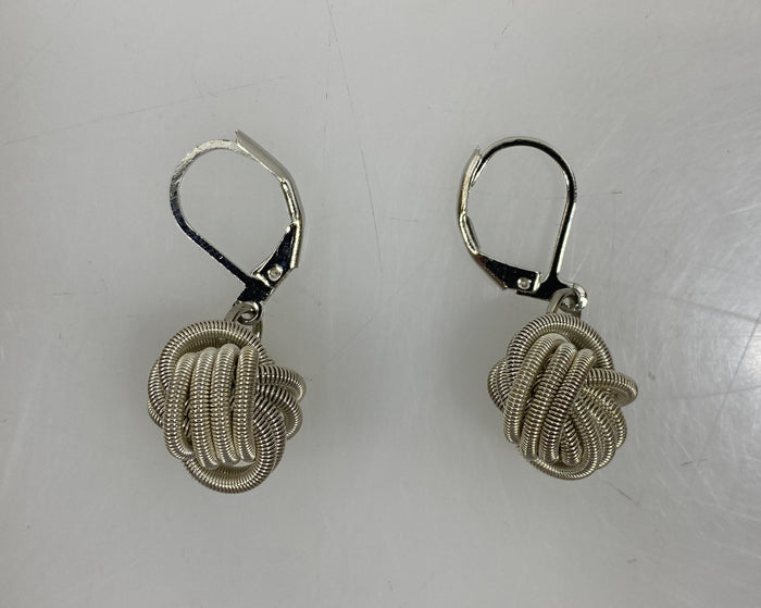 Silver Spring Wire Knot Ball Earrings