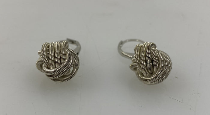 Silver Spring Wire Knot Ball Earrings
