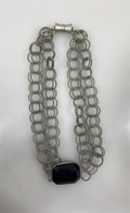 Silver Spring Wire Set Clasp Stone Pendant Necklace