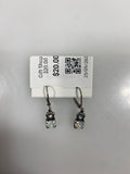 Silver Stacked White Crystal Flower Earring