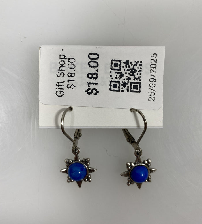 Silver Starburst Blue Natural Stone Earrings