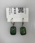 Silver Teal Buddha Pendant Earrings