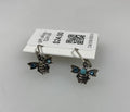 Silver Teal Crystal Bee Earrings