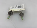 Silver Textured Dangle Teal Stone Charm Earrings
