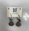 Silver Textured Raindrop Blue Bead Charm Earrings