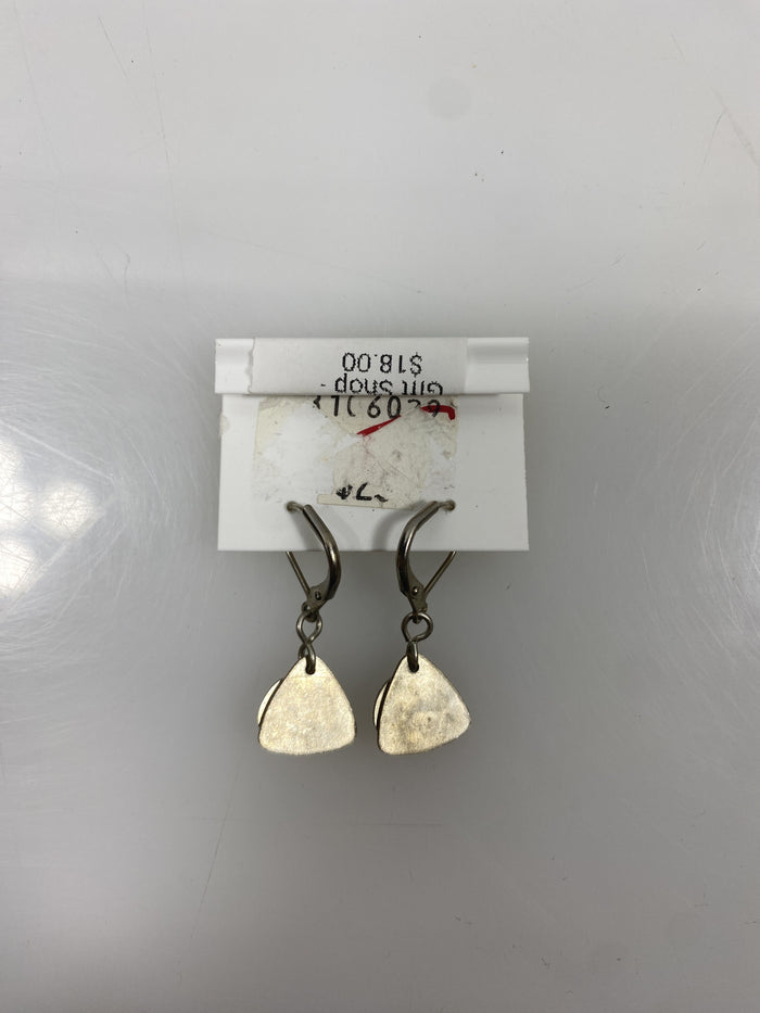 Silver Textured Triangle Bead Earrings