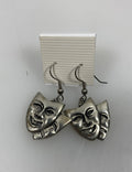Silver Theater Mask Dangle Earrings