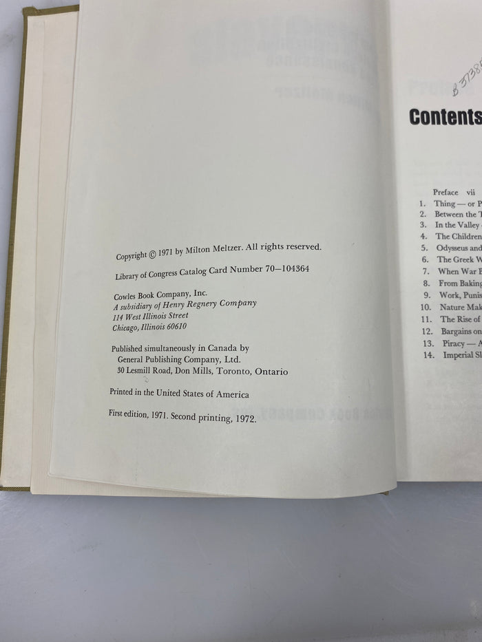 Slavery I by Milton Meltzer Cowles Book Company, Inc. 1972 Ex-library HC