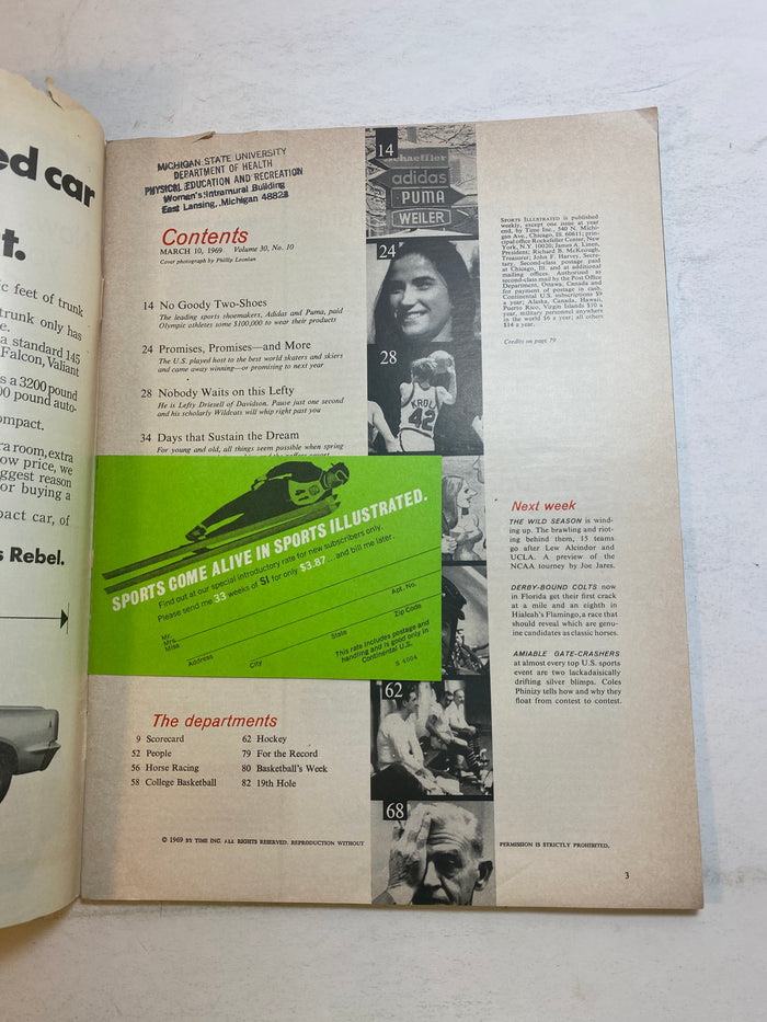 Sports Illustrated March 10, 1969 Amateur Track Scandal