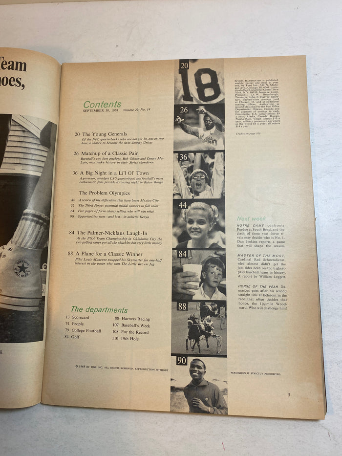 Sports Illustrated September 30 1968 Mexico Olympics