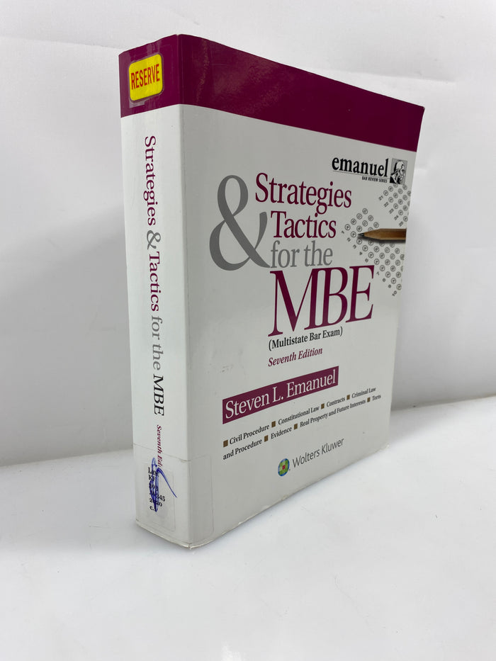 Strategies & Tactics for the MBE 7th Ed. Wolter Kluwer 2020 Ex-library SC