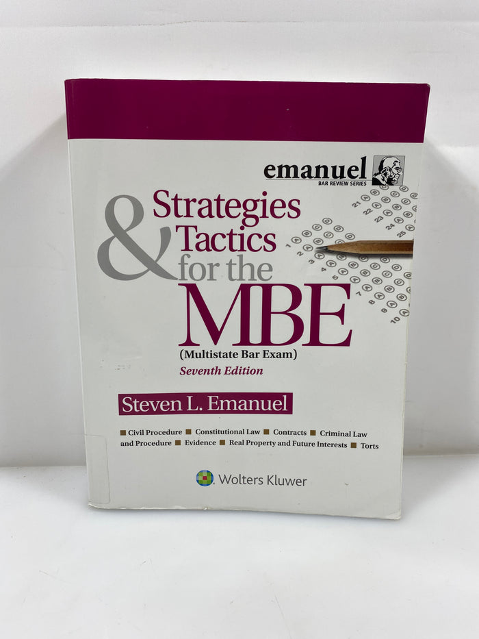 Strategies & Tactics for the MBE 7th Ed. Wolter Kluwer 2020 Ex-library SC