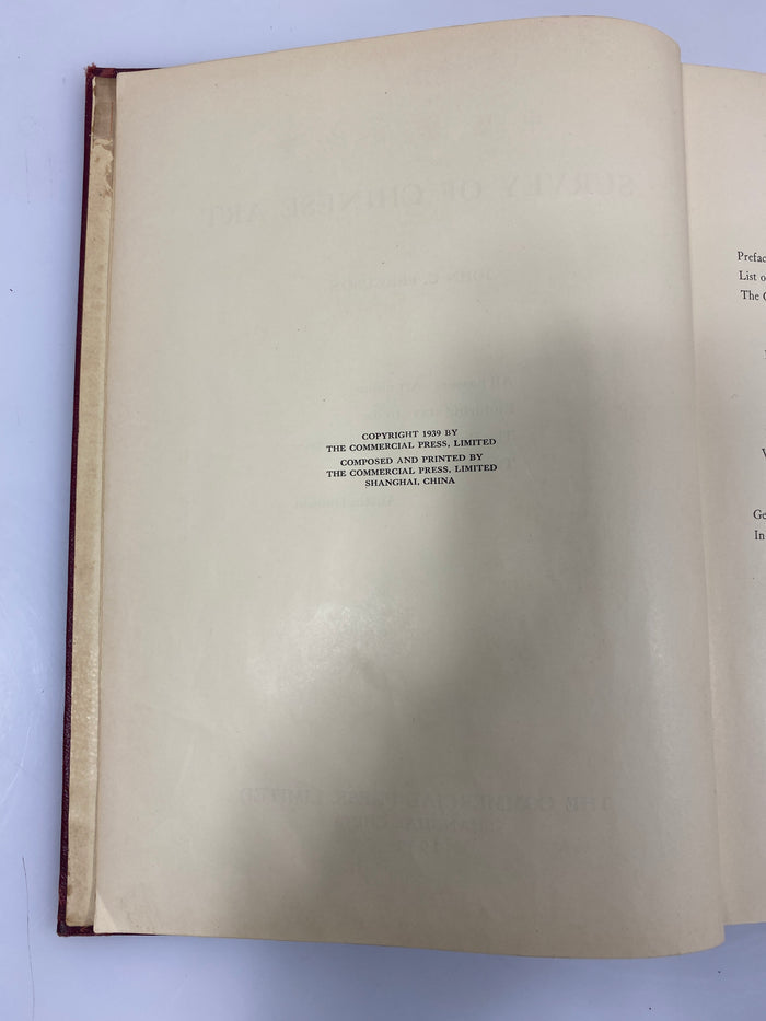 Survey of Chinese Art by Ferguson 1939 HC