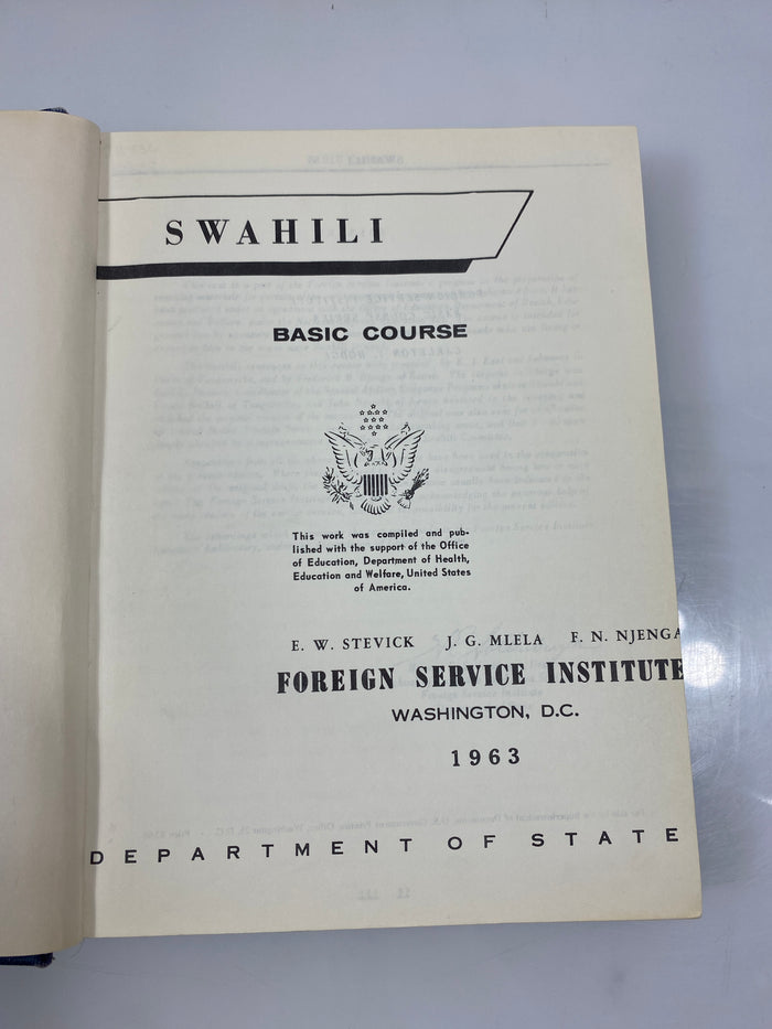 Swahili Basic Course Foreign Service Institute Ex-library 1963 HC