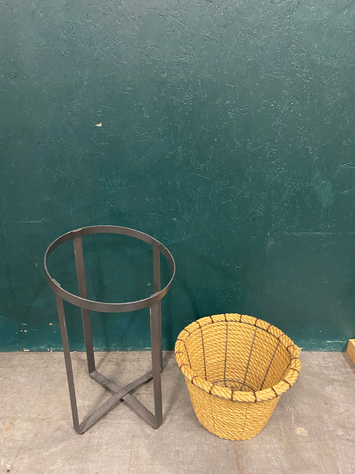 Tall Rustic Rope Basket Display Stand