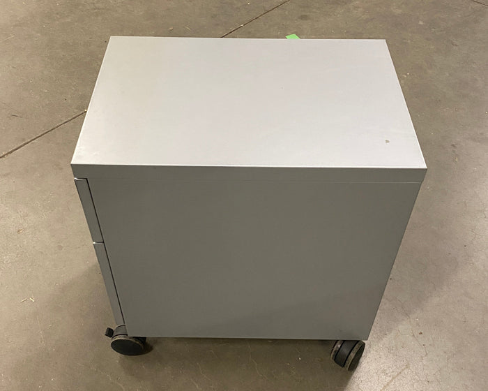 Teknion Furniture Systems Grey 2 Drawer Rolling File Cabinet