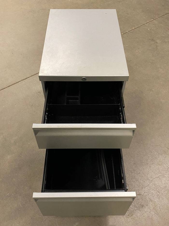 Teknion Furniture Systems Grey 2 Drawer Rolling File Cabinet