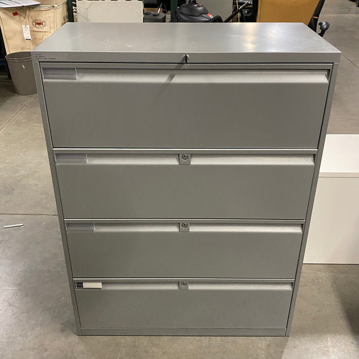 Teknion Furniture Systems Grey 4 Drawer Lockable File Cabinet