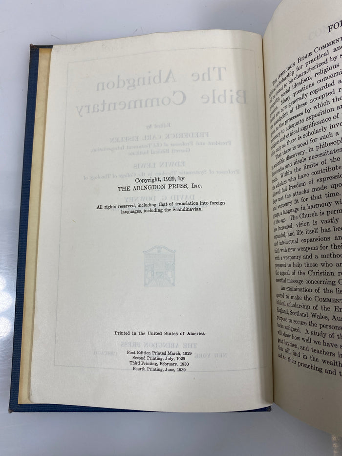 The Abingdon Bible Commentary by Eiselen/Lewis/Downey 1939 HC