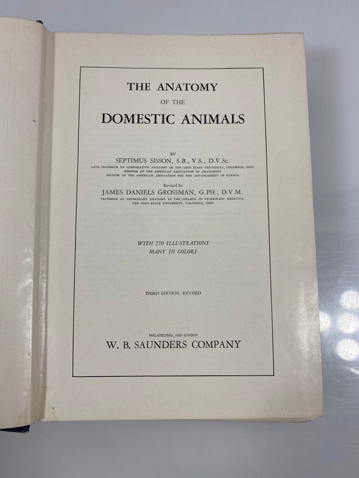The Anatomy of the Domestic Animals by Sisson/Grossman Ex-library 1948 HC