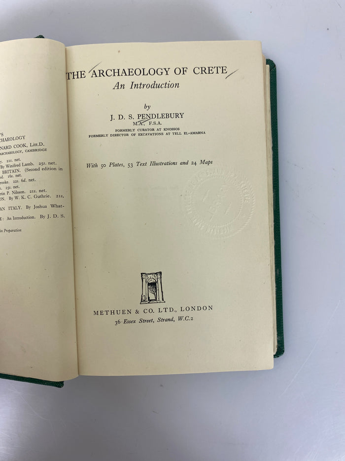 The Archaeology of Crete by Pendlebury Ex-library 1939 HC