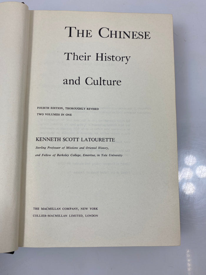 The Chinese Their History and Culture by Latourette 4th Ed. Ex-library 1964 HC