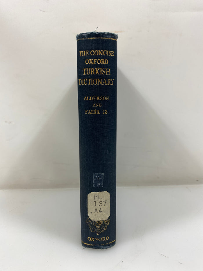 The Concise Oxford Turkish Dictionary by Alderson/Iz Ex-library 1959 HC