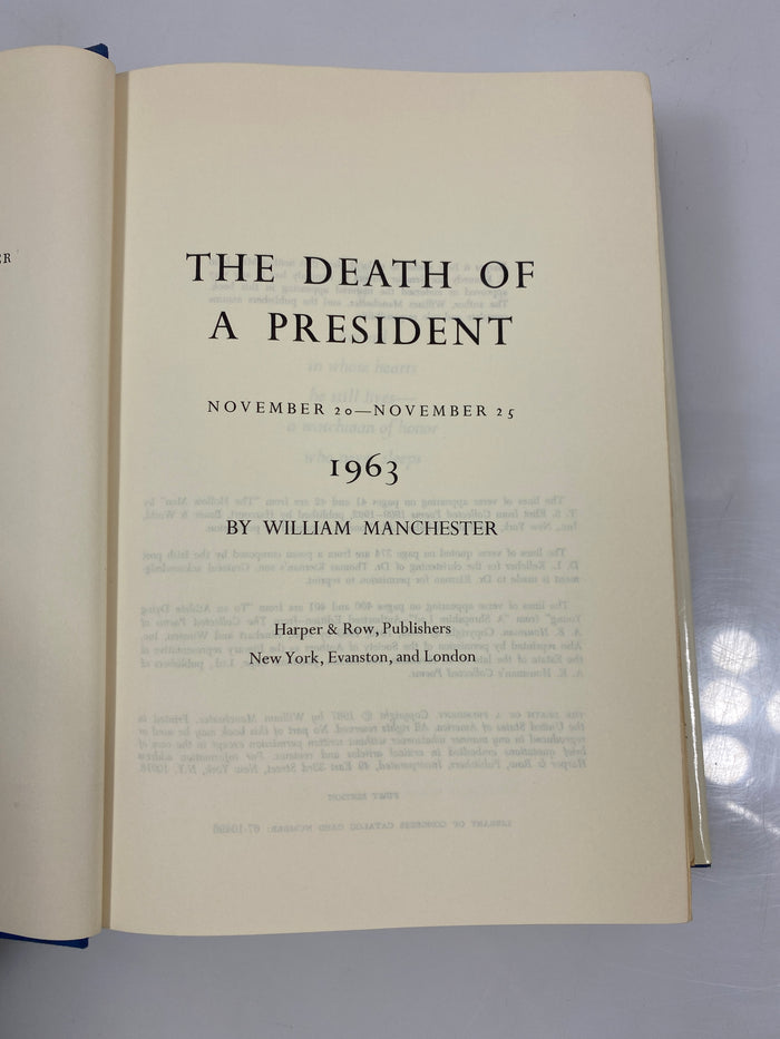 The Death of a President November 1963 by Manchester 1967 1st Ed. HCDJ