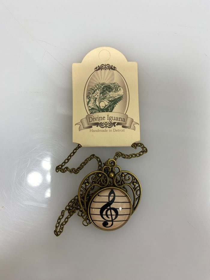 The Divine Iguana Treble Clef Musician's Necklace