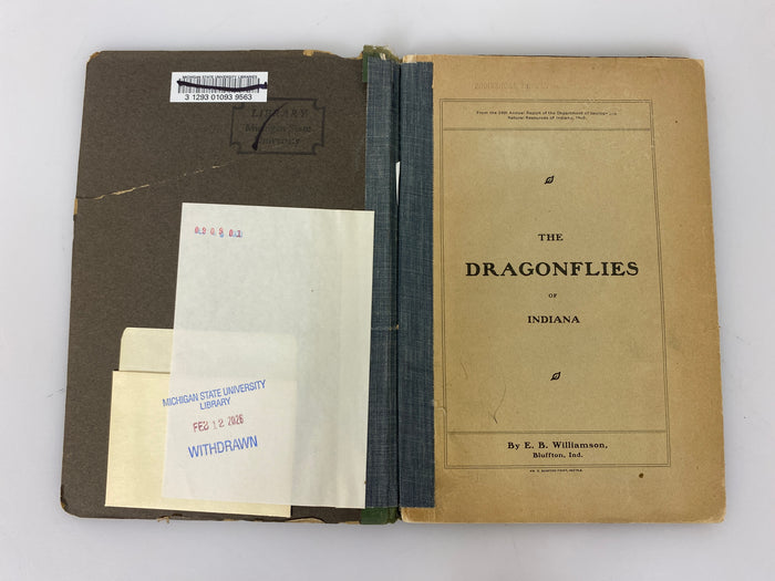The Dragonflies of Indiana by Williamson Ex-library 1899 HC