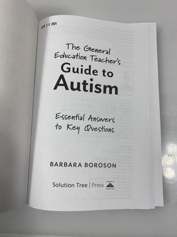 The General Education Teacher's Guide to Autism by Boroson Ex-library 2022 SC