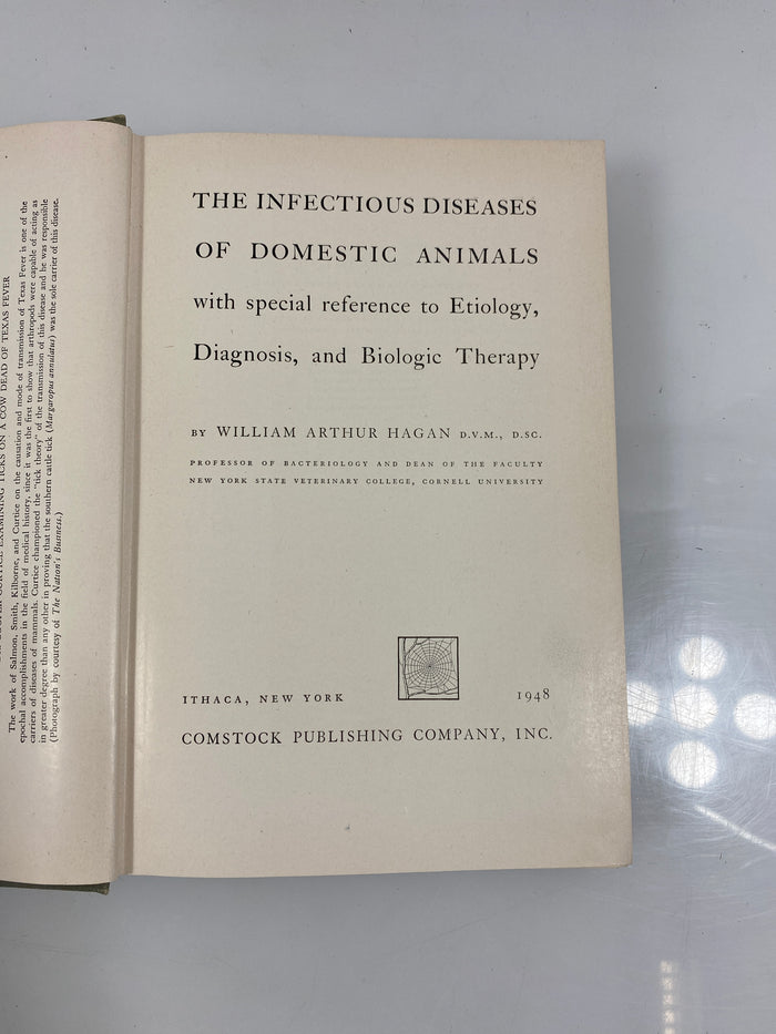 The Infectious Diseases of Domestic Animal by Hagan 1948 Ex-library HC