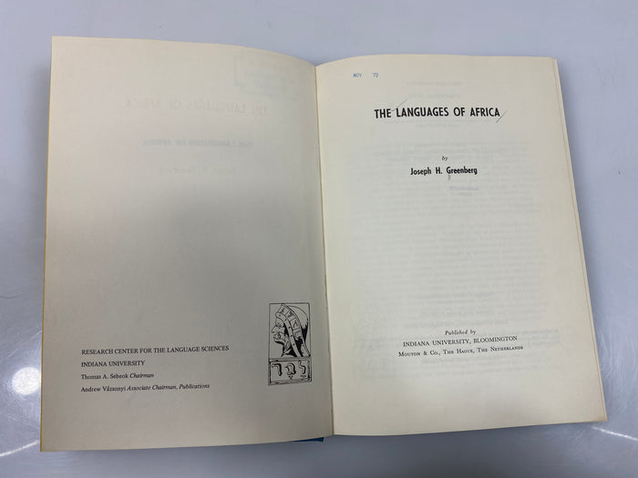 The Languages of Africa by Joseph Greenberg Ex-library 1970 HC