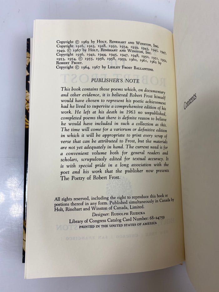 The Poetry of Robert Frost 1969 HCDJ