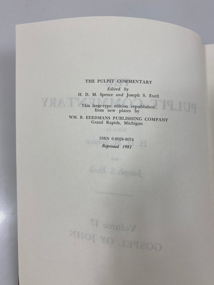 The Pulpit Commentary by Spence/Exell Vol. 17 1981 Reprint Ex-library HC