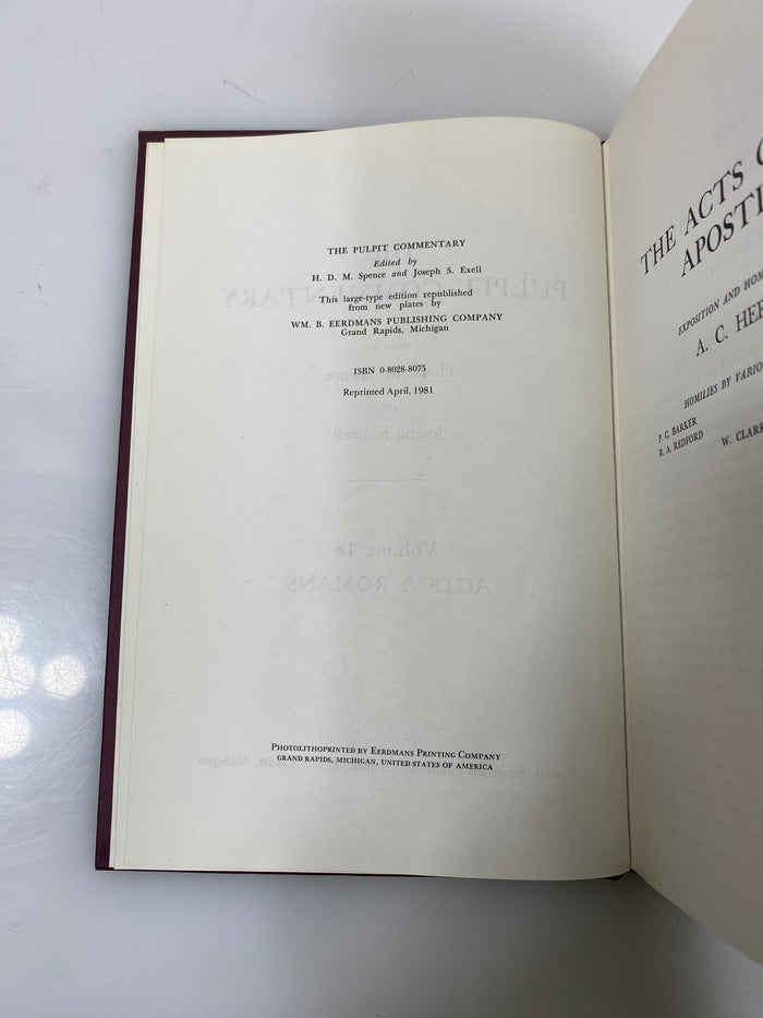 The Pulpit Commentary by Spence/Exell Vol. 18 1981 Reprint HC