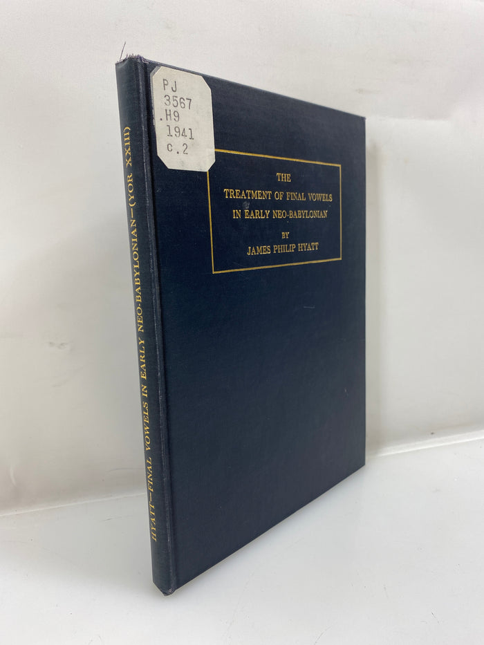 The Treatment of Final Vowels in Early Neo-Babylonian Ex-lib 1941 HC