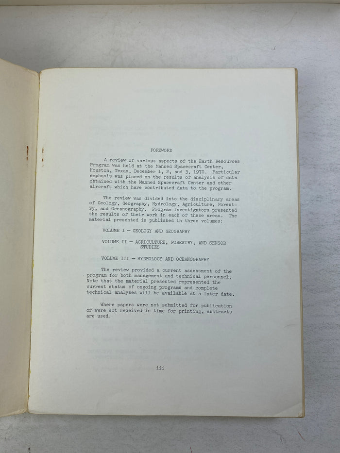 Third Annual Earth Resources Program Review Vol. II 1970 SC