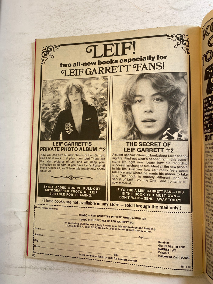 Tiger Beat Magazine November 1978 Scott Baio