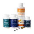 BrainMD Total Immune Health Bundle: 4 supplement bottles in various sizes and colors against a transparent background