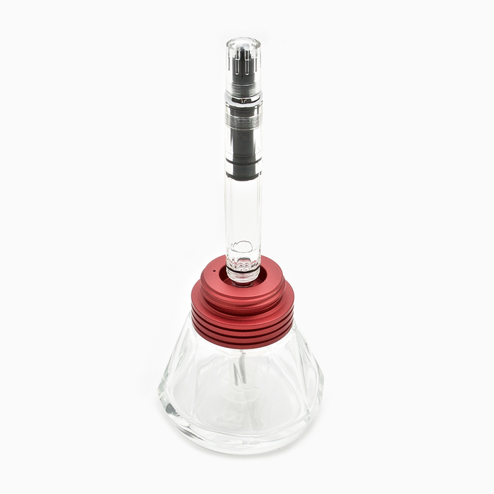 TWSBI Diamond 50 ink bottle 50ml with red cap and fountain pen.